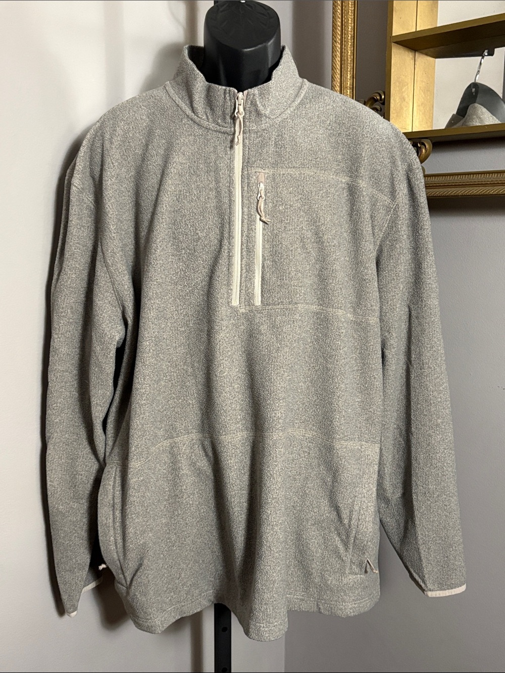 Huk Men's 2XL Gray Quarter Zip Fleece Pullover Sweater